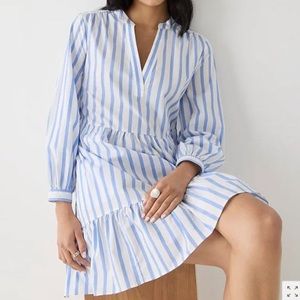 J. Crew Tiered Cotton Poplin Mini Dress in Barrie Stripe
